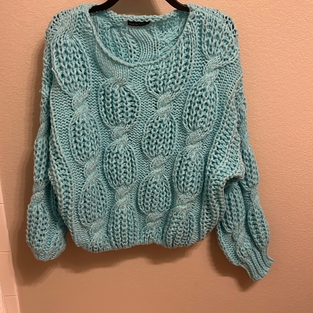 SHEIN Blue Thick Knit Sweater